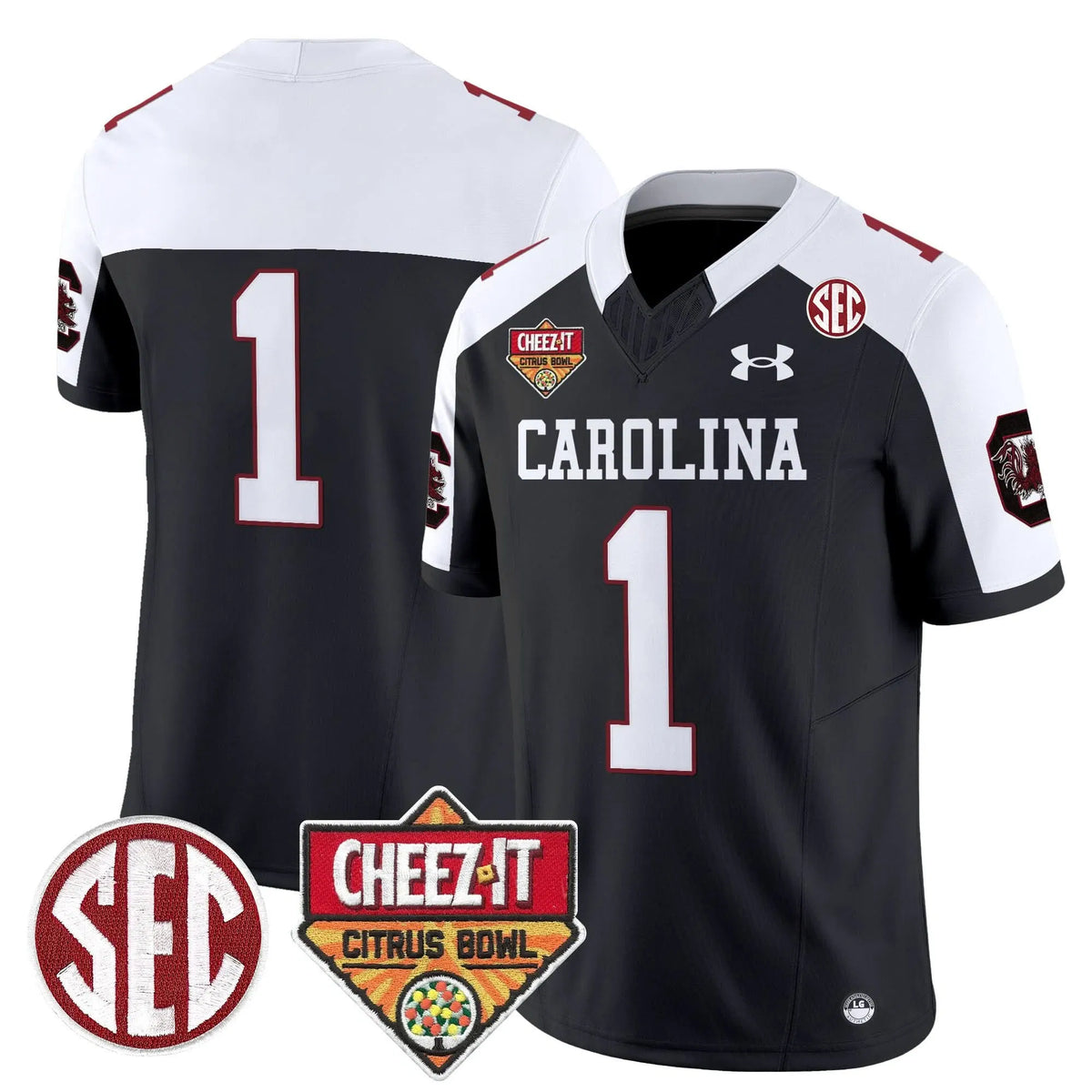 Personalized SCG 1980 Throwback Cheez-It Citrus Bowl Patch Vapor Limited Jersey - Black Alternate / #1 Team Stitched