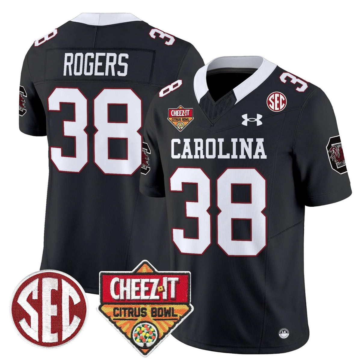 Personalized SCG 1980 Throwback Cheez-It Citrus Bowl Patch Vapor Limited Jersey - Black / George Rogers Stitched