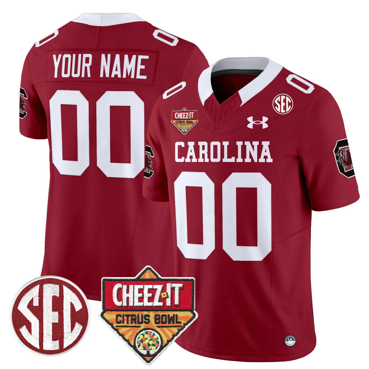 Personalized SCG 1980 Throwback Cheez-It Citrus Bowl Patch Vapor Limited Custom Jersey - Garnet Stitched