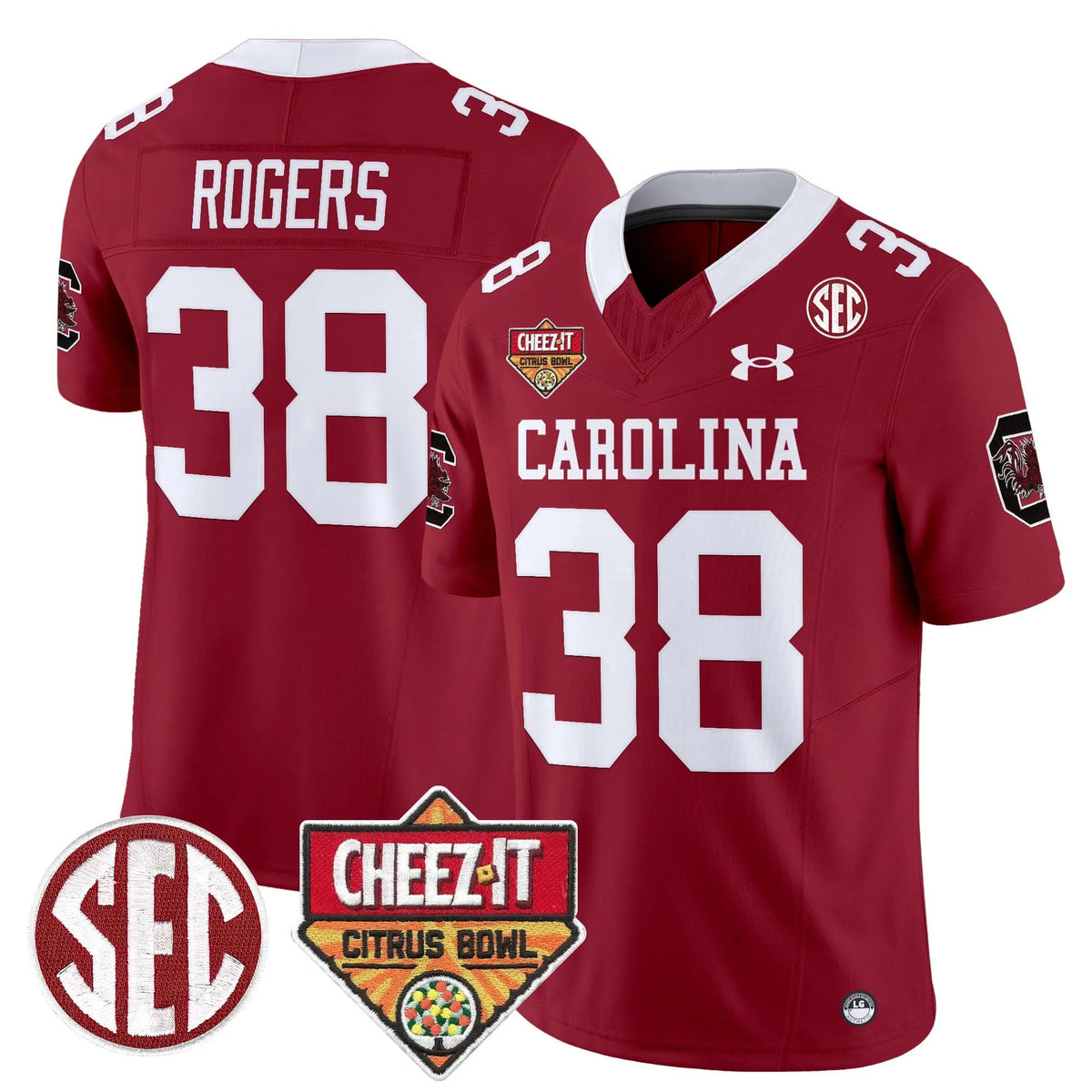 Personalized SCG 1980 Throwback Cheez-It Citrus Bowl Patch Vapor Limited Jersey - Garnet / George Rogers Stitched