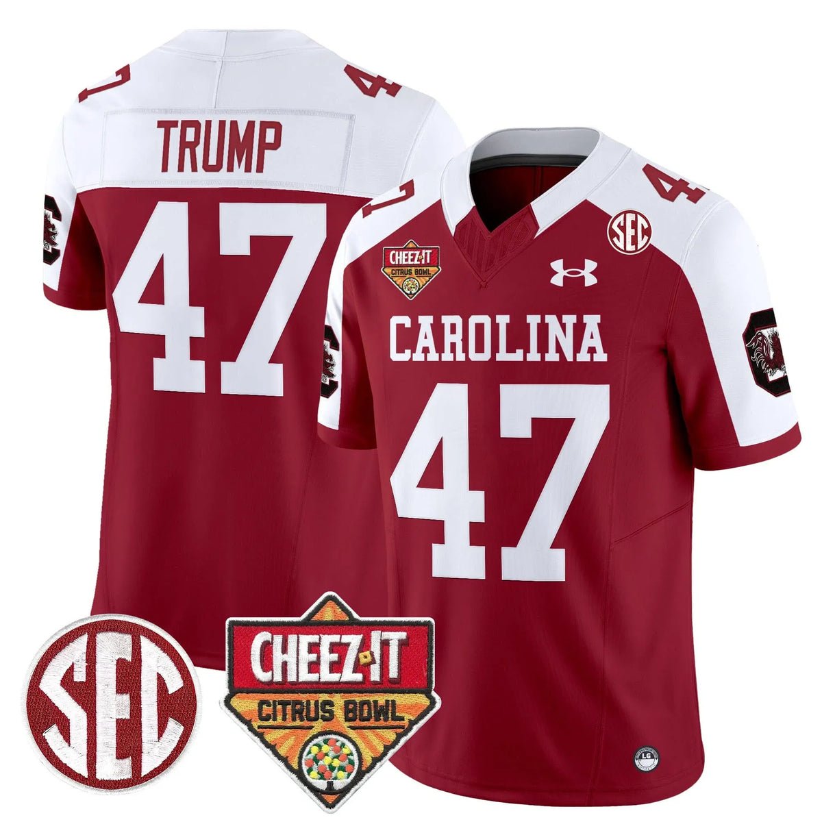 Personalized SCG 1980 Throwback Cheez-It Citrus Bowl Patch Vapor Limited Jersey - Garnet Alternate / Trump Stitched