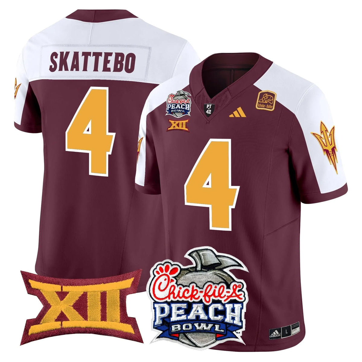 Personalized ASSD 2026 Peach Bowl Vapor Limited Jersey - Maroon Alternate / Cam Skattebo Stitched
