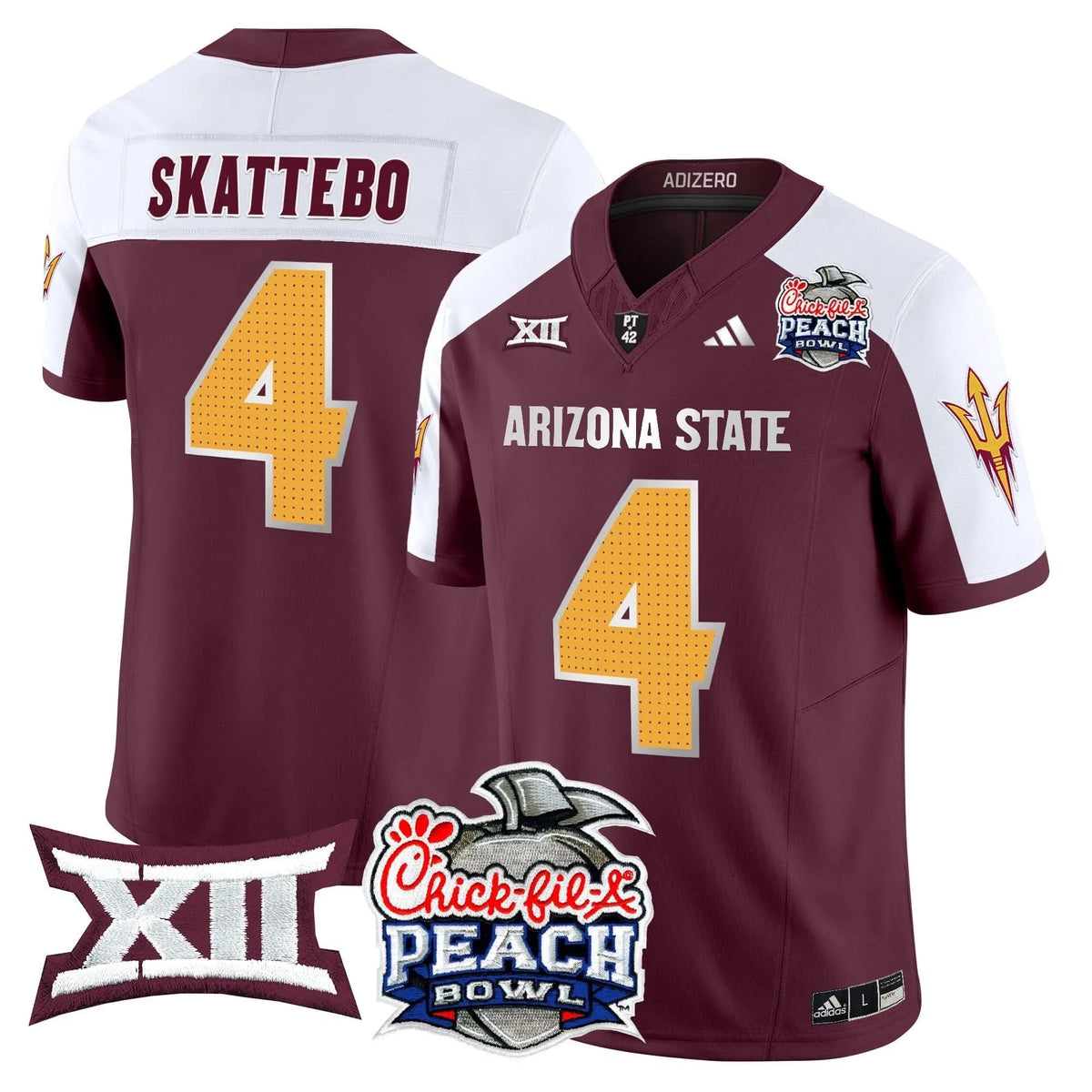 Personalized ASSD 2026 Peach Bowl Vapor Limited Jersey - Maroon Alternate / Cam Skattebo Stitched