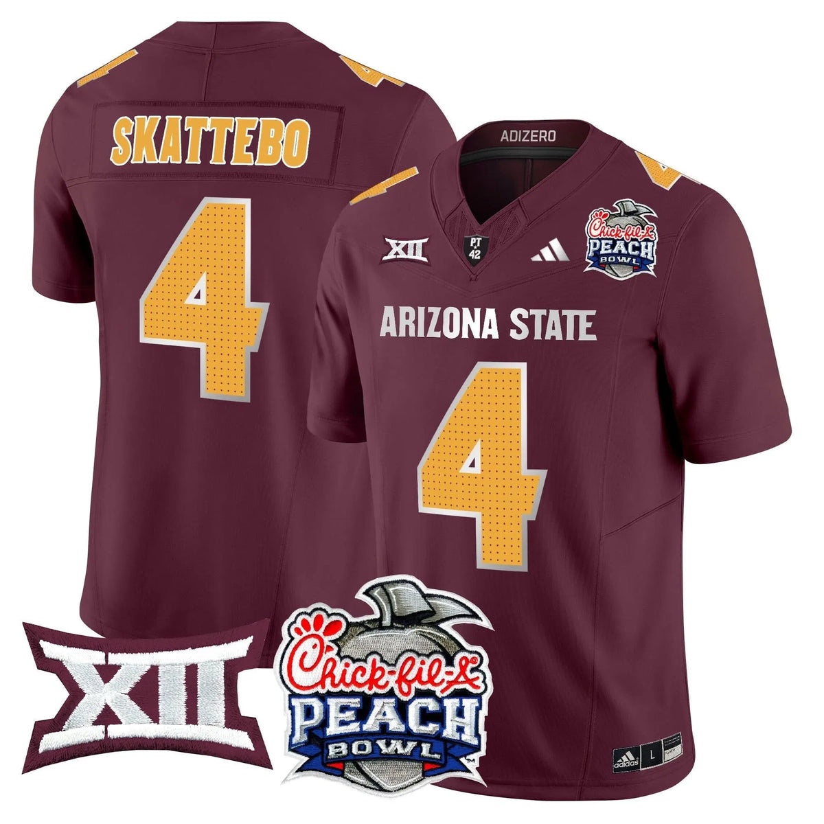 Personalized ASSD 2026 Peach Bowl Vapor Limited Jersey - Maroon / Cam Skattebo Stitched