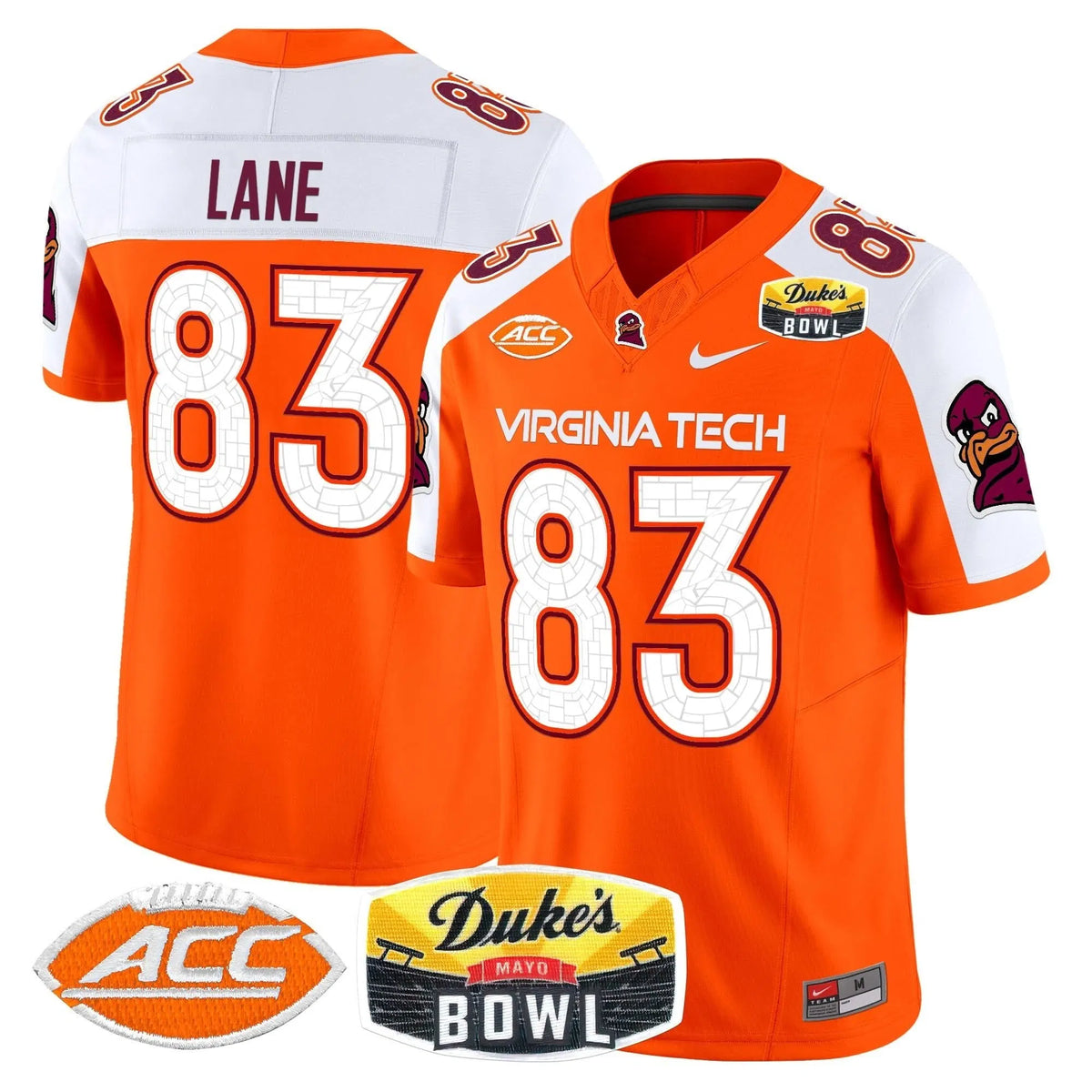 Personalized VTH 2026 Duke's Mayo Bowl Patch Vapor Limited Jersey - Orange Alternate / Jaylin Lane Stitched
