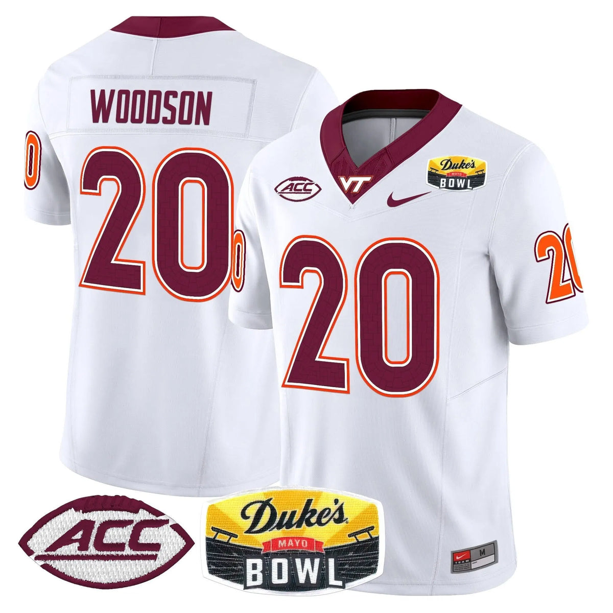 Personalized VTH 2026 Duke's Mayo Bowl Patch Vapor Limited Jersey - White / Caleb Woodson Stitched