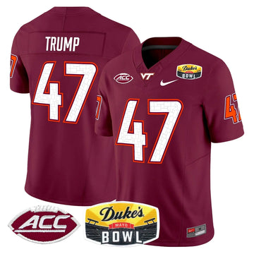Personalized VTH 2026 Duke's Mayo Bowl Patch Vapor Limited Jersey - Maroon / Trump Stitched