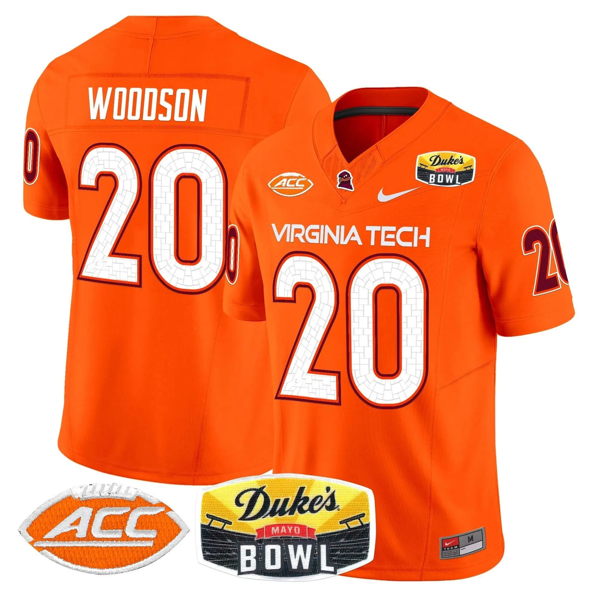 Personalized VTH 2026 Duke's Mayo Bowl Patch Vapor Limited Jersey - Orange / Caleb Woodson Stitched