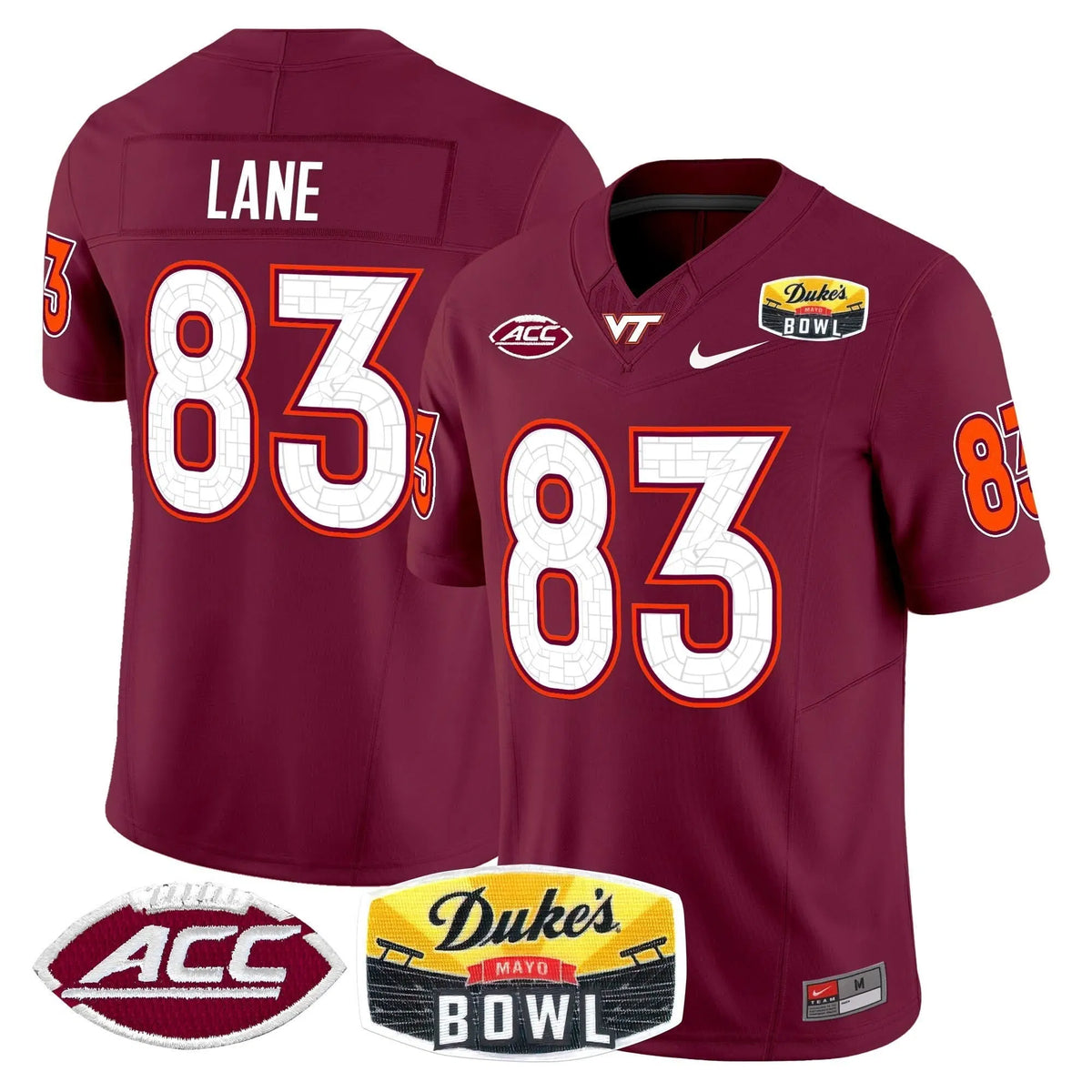 Personalized VTH 2026 Duke's Mayo Bowl Patch Vapor Limited Jersey - Maroon / Jaylin Lane Stitched
