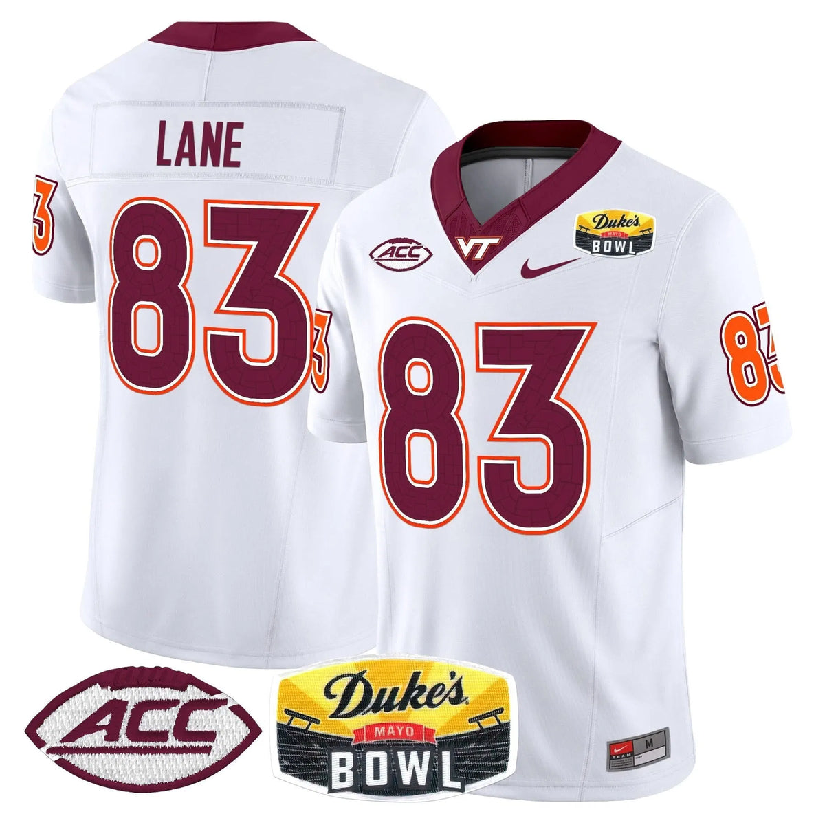 Personalized VTH 2026 Duke's Mayo Bowl Patch Vapor Limited Jersey - White / Jaylin Lane Stitched