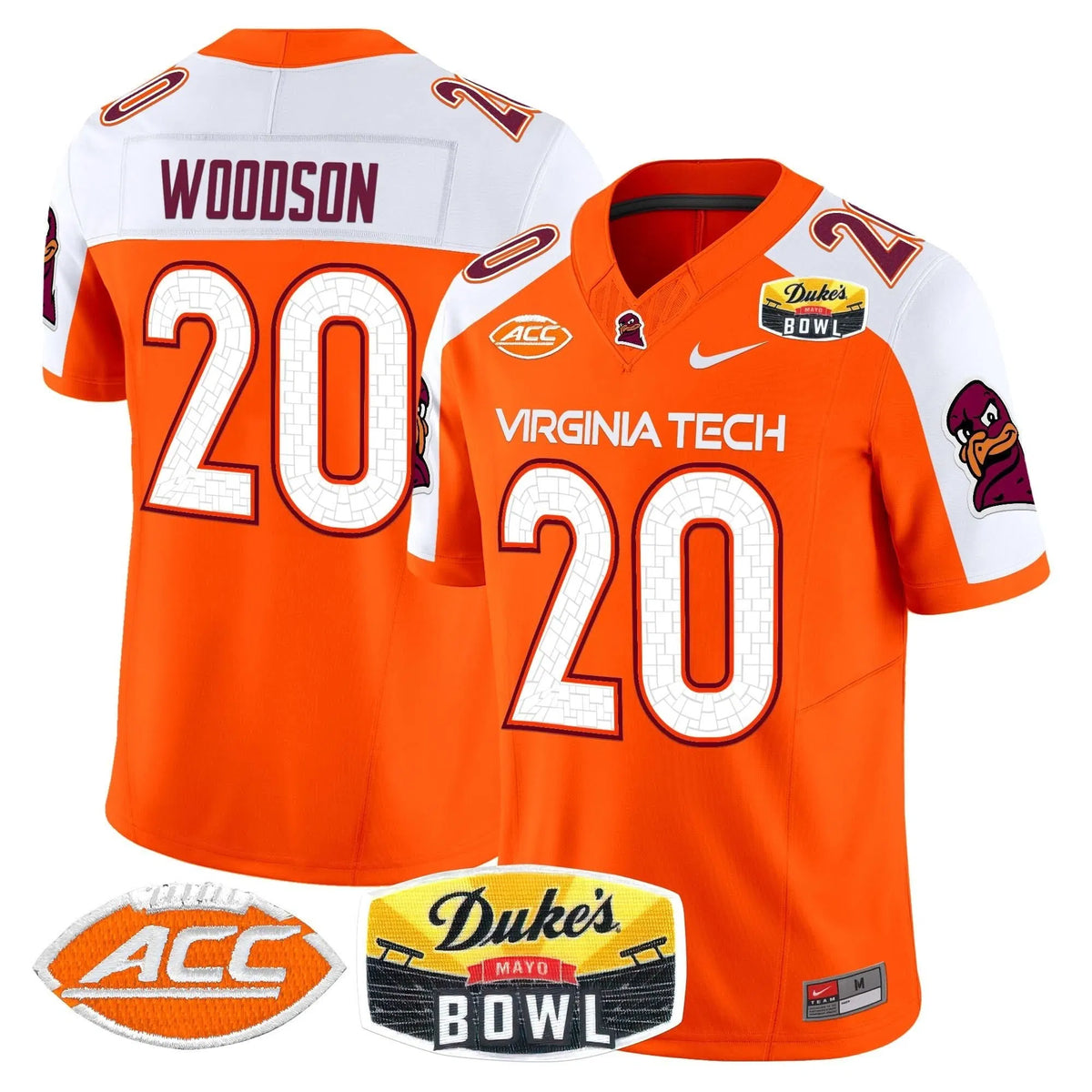 Personalized VTH 2026 Duke's Mayo Bowl Patch Vapor Limited Jersey - Orange Alternate / Caleb Woodson Stitched