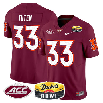 Personalized VTH 2026 Duke's Mayo Bowl Patch Vapor Limited Jersey - Maroon / Bhayshul Tuten Stitched