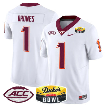 Personalized VTH 2026 Duke's Mayo Bowl Patch Vapor Limited Jersey - White / Kyron Drones Stitched