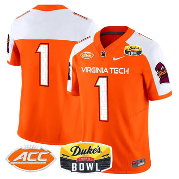 Personalized VTH 2026 Duke's Mayo Bowl Patch Vapor Limited Jersey - Orange Alternate / #1 Team Stitched