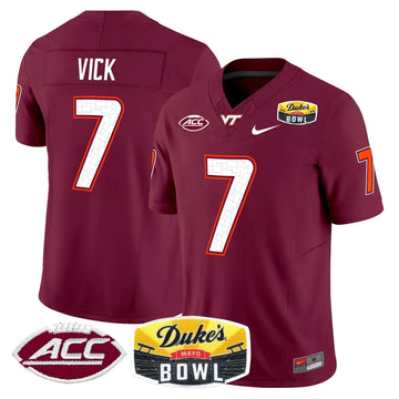 Personalized VTH 2026 Duke's Mayo Bowl Patch Vapor Limited Jersey - Maroon / Michael Vick Stitched