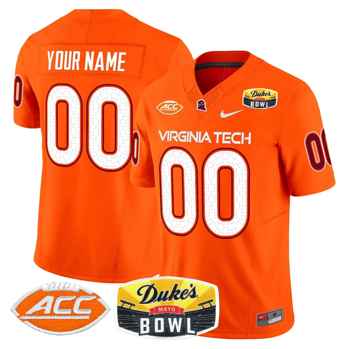 Personalized VTH 2026 Duke's Mayo Bowl Patch Vapor Limited Custom Jersey - Orange Stitched