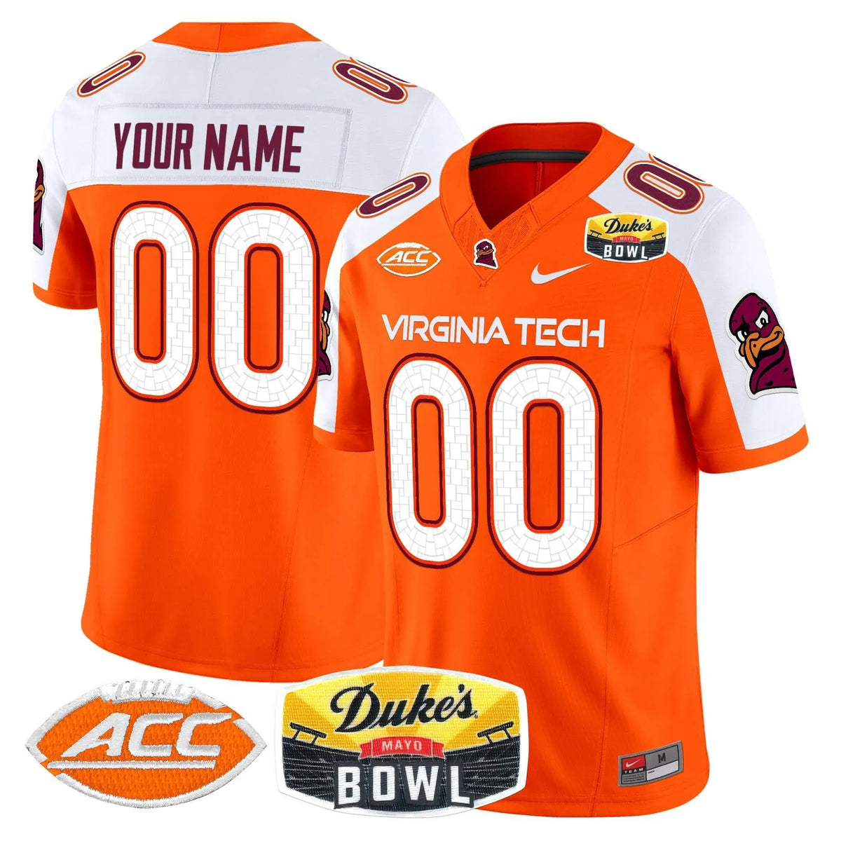 Personalized VTH 2026 Duke's Mayo Bowl Patch Vapor Limited Custom Jersey - Orange Alternate Stitched