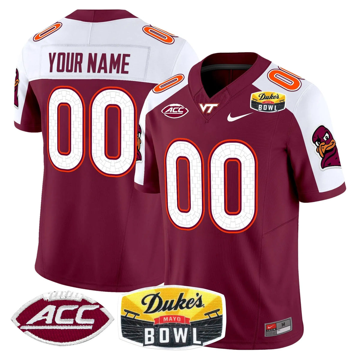 Personalized VTH 2026 Duke's Mayo Bowl Patch Vapor Limited Custom Jersey - Maroon Alternate Stitched