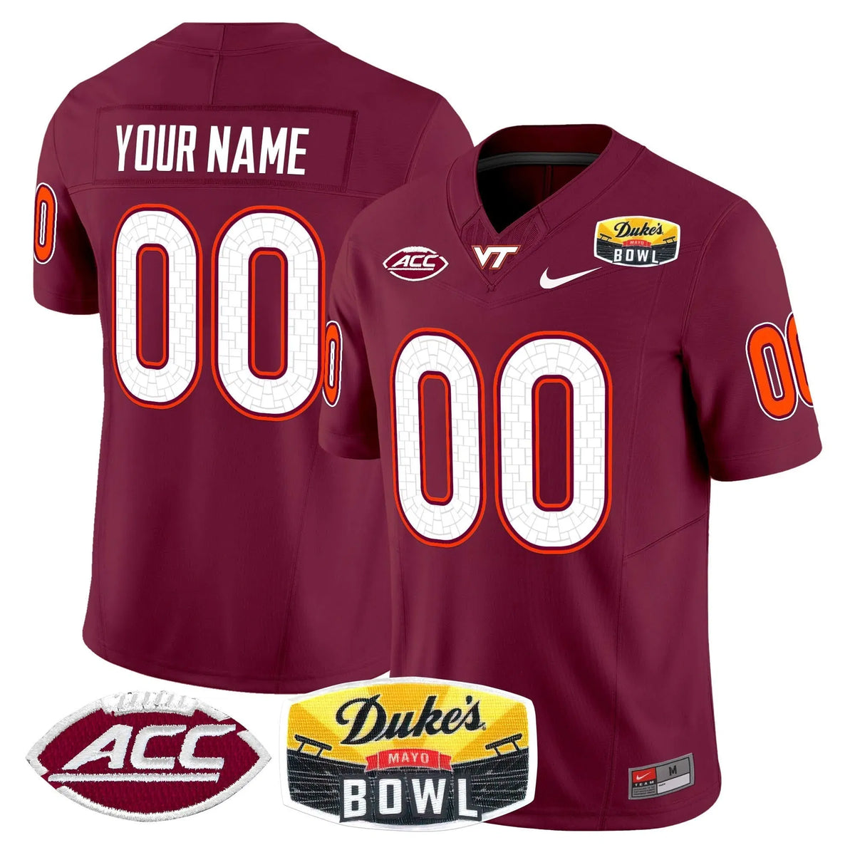 Personalized VTH 2026 Duke's Mayo Bowl Patch Vapor Limited Custom Jersey - Maroon Stitched