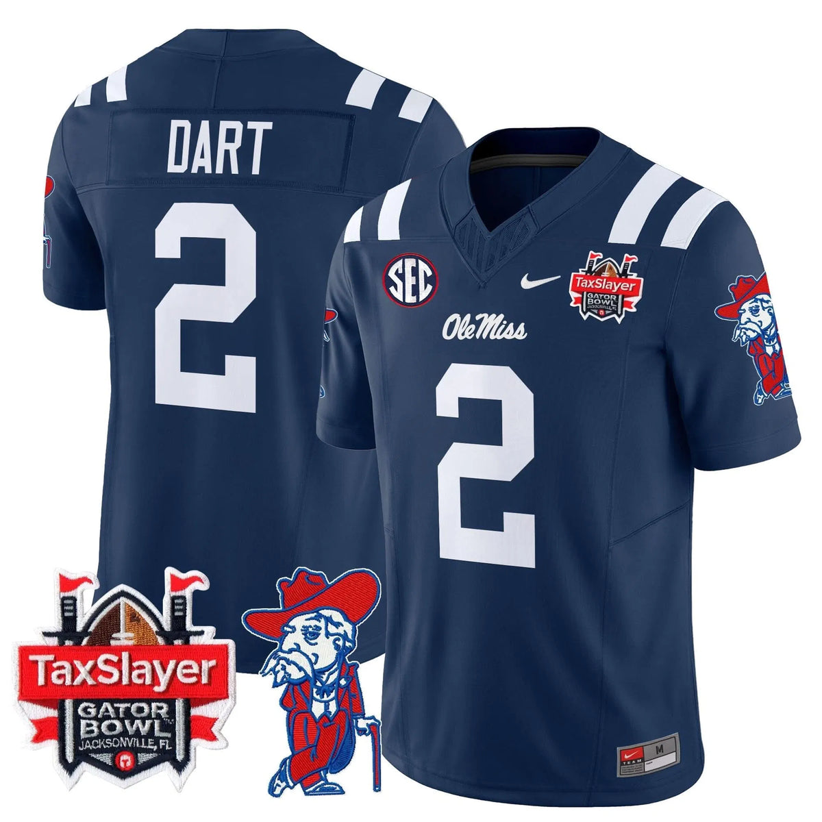 Personalized OMB 2026 Gator Bowl Patch Vapor Limited Jersey - Navy / Jaxson Dart Stitched