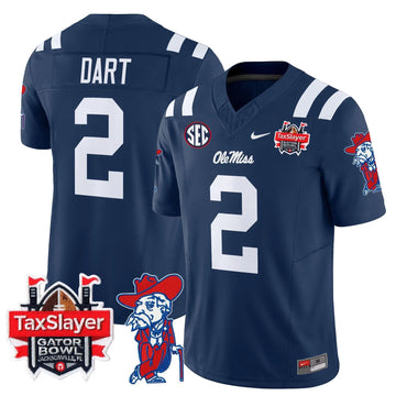 Personalized OMB 2026 Gator Bowl Patch Vapor Limited Jersey - Navy / Jaxson Dart Stitched