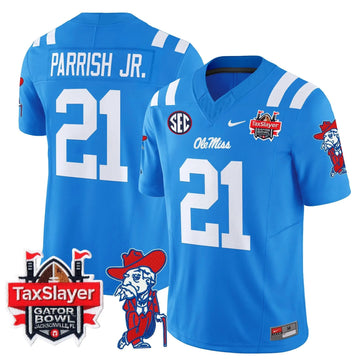 Personalized OMB 2026 Gator Bowl Patch Vapor Limited Jersey - Powder Blue / Henry Parrish Jr. Stitched
