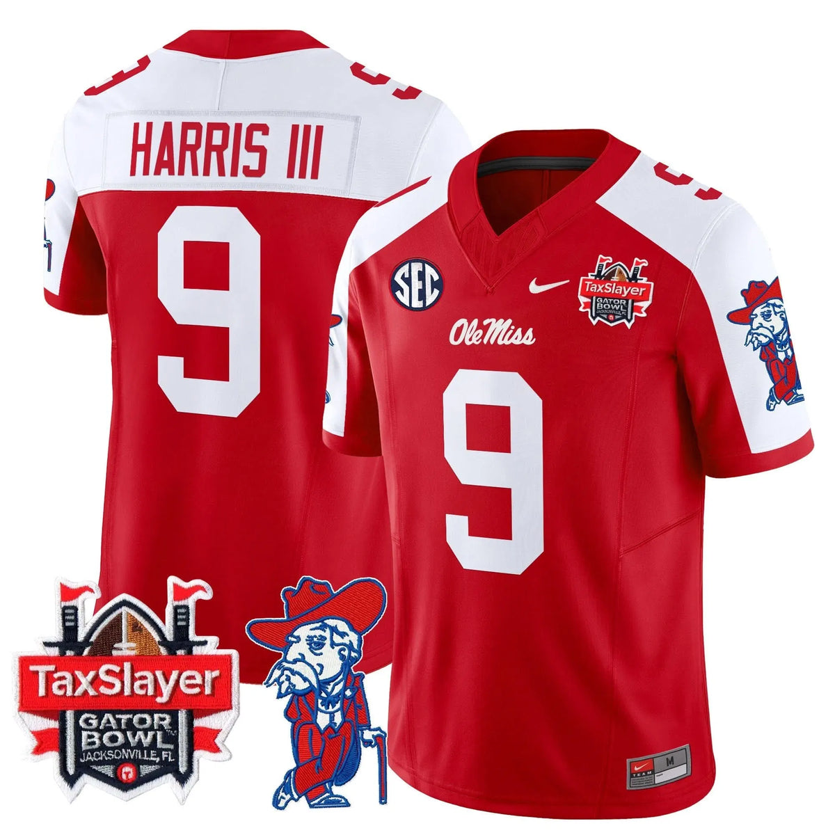 Personalized OMB 2026 Gator Bowl Patch Vapor Limited Jersey - Red Alternate / Tre Harris Stitched