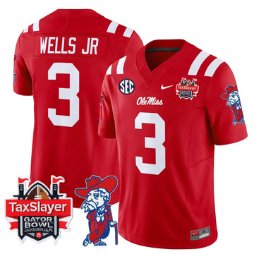Personalized OMB 2026 Gator Bowl Patch Vapor Limited Jersey - Red / Antwane Wells Jr. Stitched