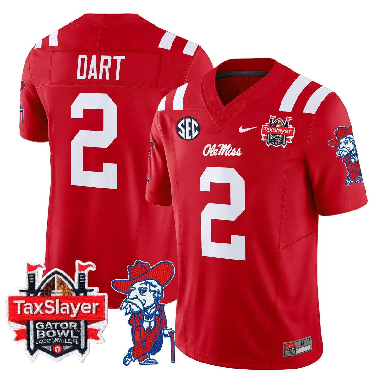 Personalized OMB 2026 Gator Bowl Patch Vapor Limited Jersey - Red / Jaxson Dart Stitched