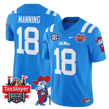 Personalized OMB 2026 Gator Bowl Patch Vapor Limited Jersey - Powder Blue / Archie Manning Stitched
