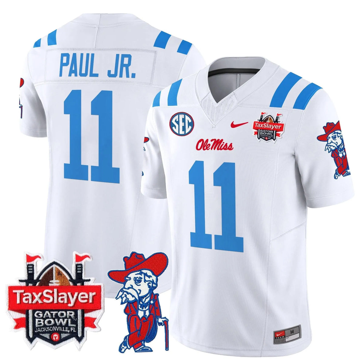 Personalized OMB 2026 Gator Bowl Patch Vapor Limited Jersey - 2026 White / Chris Paul Jr. Stitched