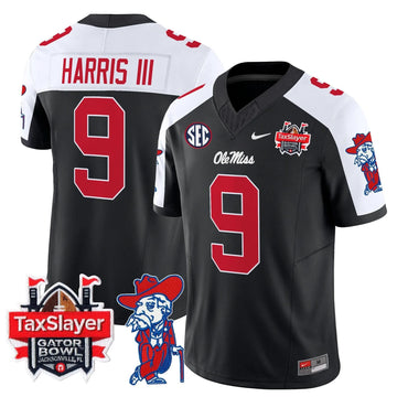 Personalized OMB 2026 Gator Bowl Patch Vapor Limited Jersey - Black Alternate / Tre Harris Stitched