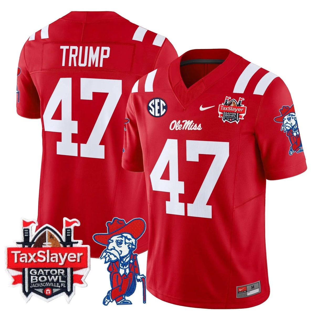Personalized OMB 2026 Gator Bowl Patch Vapor Limited Jersey - Red / Trump Stitched