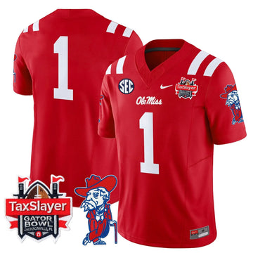 Personalized OMB 2026 Gator Bowl Patch Vapor Limited Jersey - Red / #1 Team Stitched
