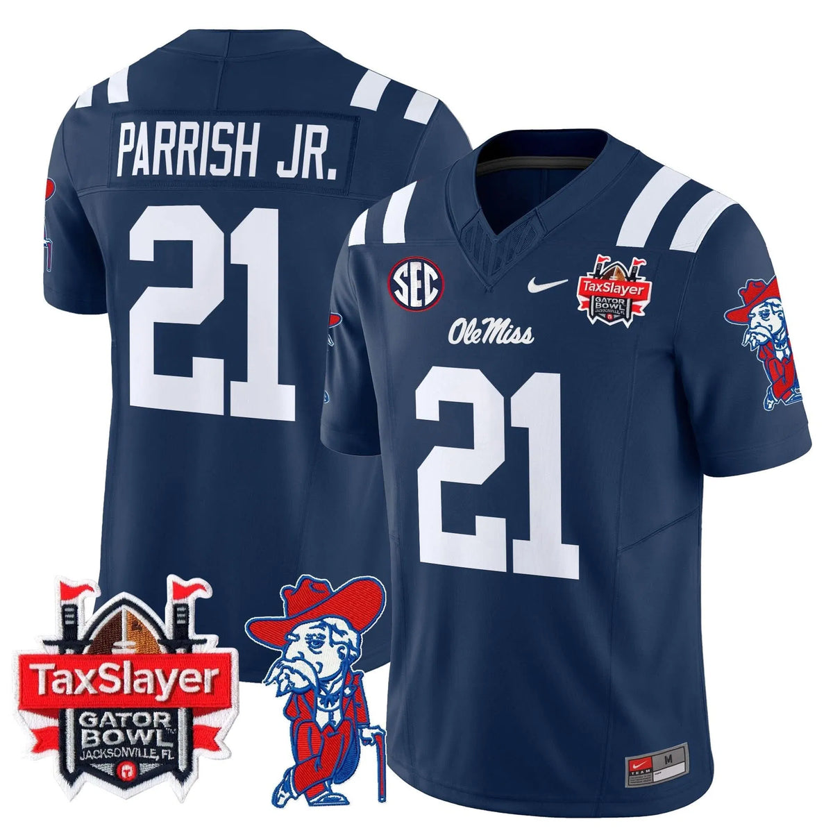 Personalized OMB 2026 Gator Bowl Patch Vapor Limited Jersey - Navy / Henry Parrish Jr. Stitched