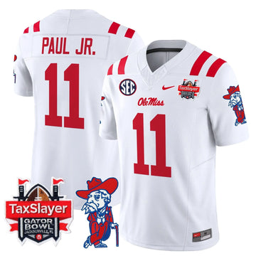 Personalized OMB 2026 Gator Bowl Patch Vapor Limited Jersey - White / Chris Paul Jr. Stitched