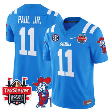 Personalized OMB 2026 Gator Bowl Patch Vapor Limited Jersey - Powder Blue / Chris Paul Jr. Stitched