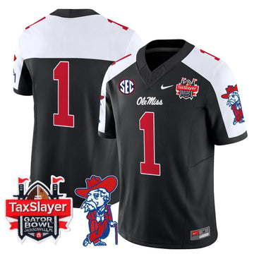 Personalized OMB 2026 Gator Bowl Patch Vapor Limited Jersey - Black Alternate / #1 Team Stitched