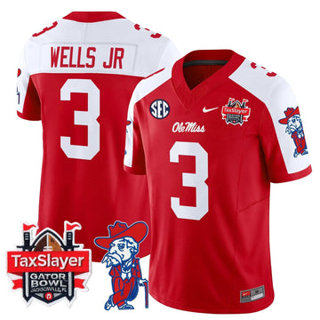 Personalized OMB 2026 Gator Bowl Patch Vapor Limited Jersey - Red Alternate / Antwane Wells Jr. Stitched