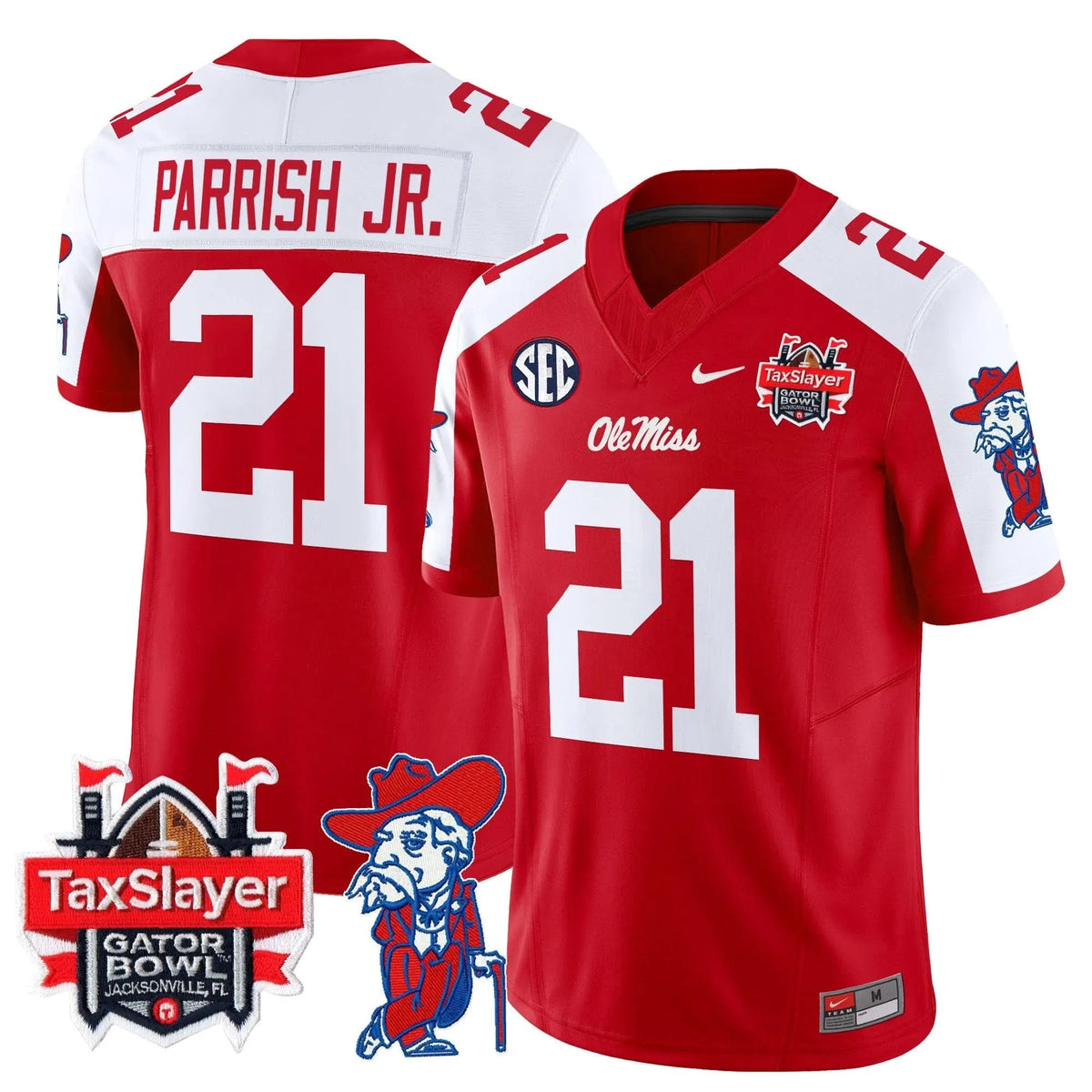 Personalized OMB 2026 Gator Bowl Patch Vapor Limited Jersey - Red Alternate / Henry Parrish Jr. Stitched