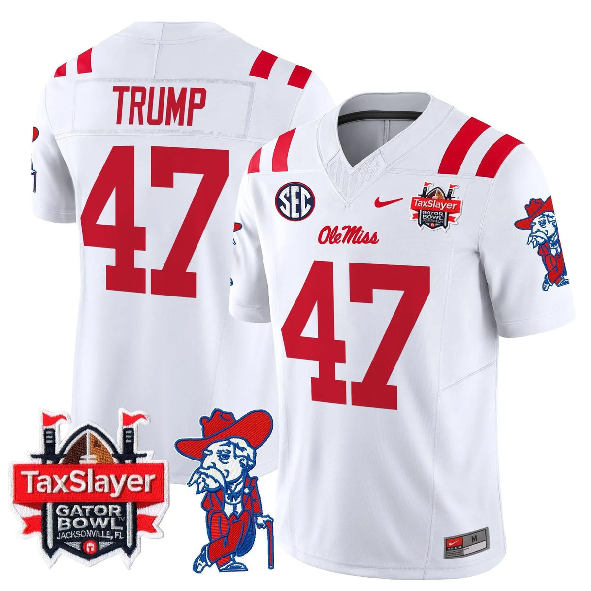 Personalized OMB 2026 Gator Bowl Patch Vapor Limited Jersey - White / Trump Stitched