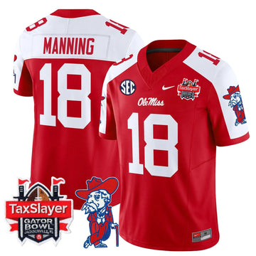 Personalized OMB 2026 Gator Bowl Patch Vapor Limited Jersey - Red Alternate / Archie Manning Stitched