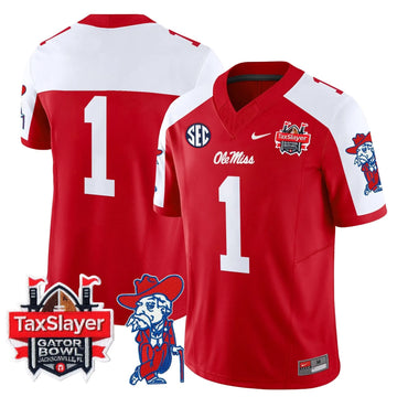 Personalized OMB 2026 Gator Bowl Patch Vapor Limited Jersey - Red Alternate / #1 Team Stitched