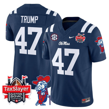 Personalized OMB 2026 Gator Bowl Patch Vapor Limited Jersey - Navy / Trump Stitched