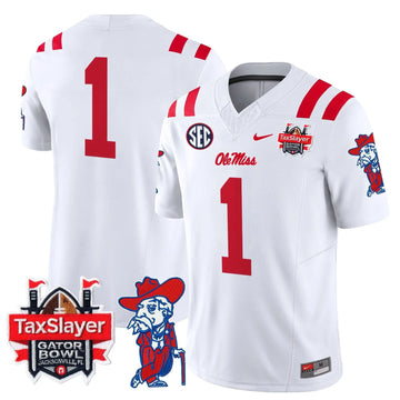 Personalized OMB 2026 Gator Bowl Patch Vapor Limited Jersey - White / #1 Team Stitched