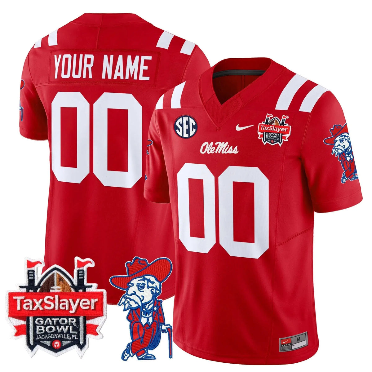 Personalized OMB 2026 Gator Bowl Patch Vapor Limited Custom Jersey - Red Stitched