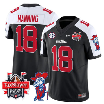 Personalized OMB 2026 Gator Bowl Patch Vapor Limited Jersey - Black Alternate / Archie Manning Stitched