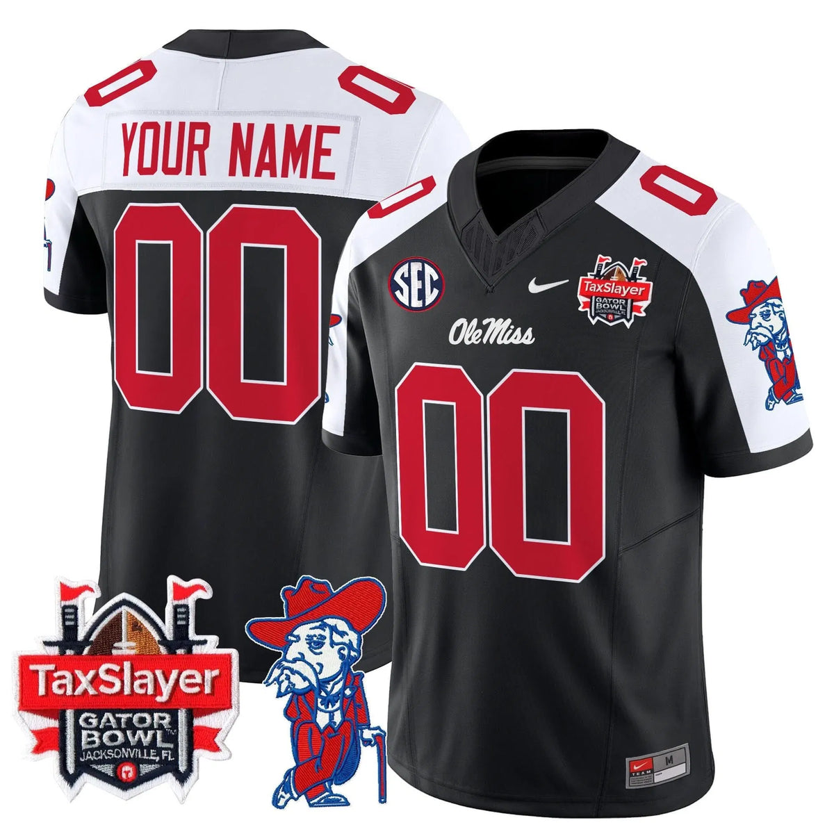 Personalized OMB 2026 Gator Bowl Patch Vapor Limited Custom Jersey - Black Alternate Stitched