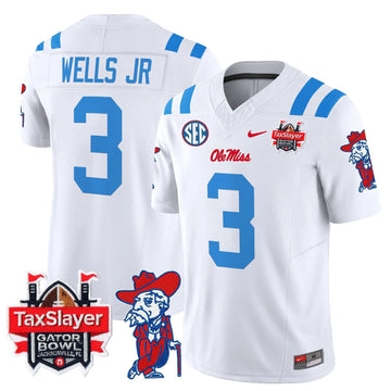 Personalized OMB 2026 Gator Bowl Patch Vapor Limited Jersey - 2026 White / Antwane Wells Jr. Stitched