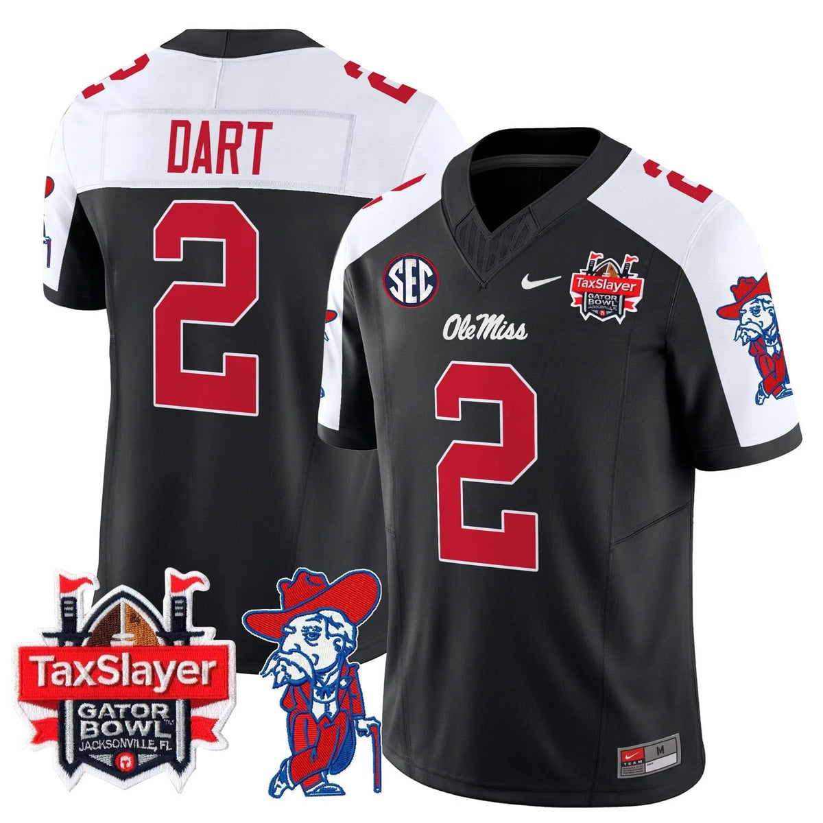 Personalized OMB 2026 Gator Bowl Patch Vapor Limited Jersey - Black Alternate / Jaxson Dart Stitched